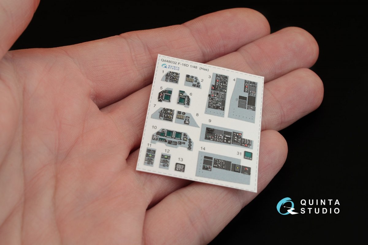 Quinta Studio QD48032 F-16D 3D-Printed &amp;amp; colored Interior on decal paper (for Hasegawa kit) 1/48 – image 2