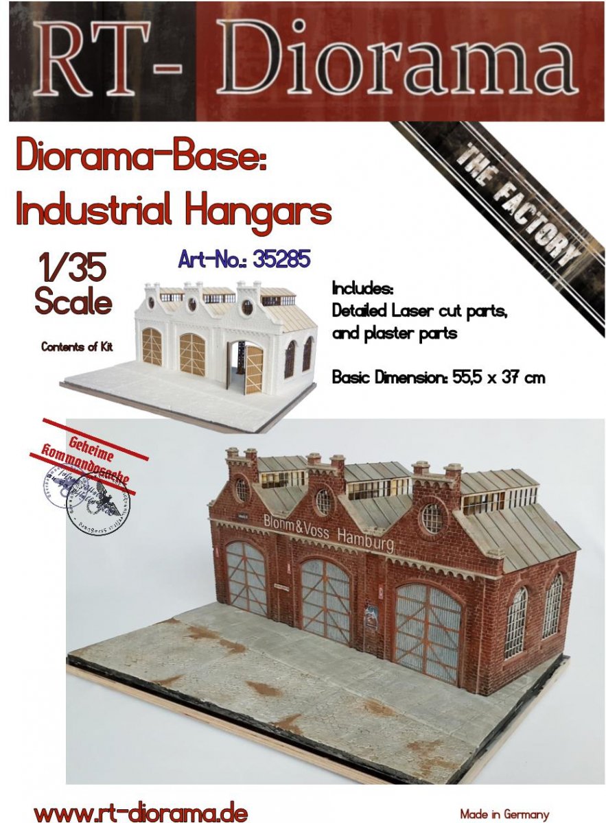 RT-Diorama 35285 Socle de diorama : « Hangars industriels » 1/35