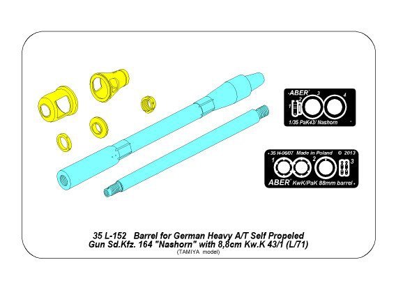 Aber 35L-152 Barrel for German A/T Self Propeled Gun Nashorn with 8.8cm Pak 43/1 L/71 (1/35) – Bild 12