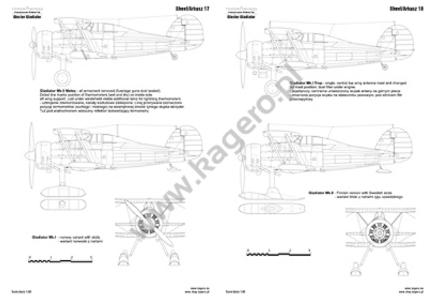 Kagero 7094 Gloster Gladiator Mk. I, I Trop, II, II Meteo, Sea Gladiator, J-8 EN/PL – obrázek 4