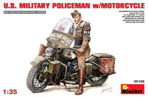 MiniArt 35168 US MILITARY POLICEMAN w/MOTORCYCLE (1/35)
