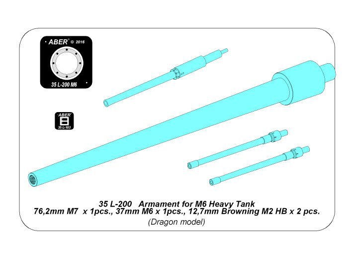 Aber 35L-200 Armament for US M6 Heavy Tank 1 x 76.2mm M7, 1 x 37mm M6; 2 x 12.7mm Browning M2 HB (1/35) – Bild 6