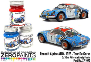 Zero Paints 1673 Renault Alpine A110 – 1973 – Tour De Corse Red - White - Blue Paint Set 3x30ml – image 2