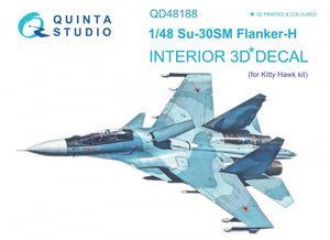 Quinta Studio QD48188 Su-30SM 3D-Printed colored Interior on decal paper (for KittyHawk kit) 1/48