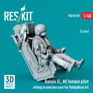 RESKIT RSF48-0089 Rafale (C, M) female pilot sitting in ejection seat for HobbyBoss kit (1 pcs) (3D Printed) 1/48