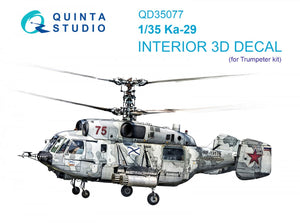 Quinta Studio QD35077 Ka-29 3D-Printed &amp;amp; colored Interior on decal paper (Trumpeter) 1/35