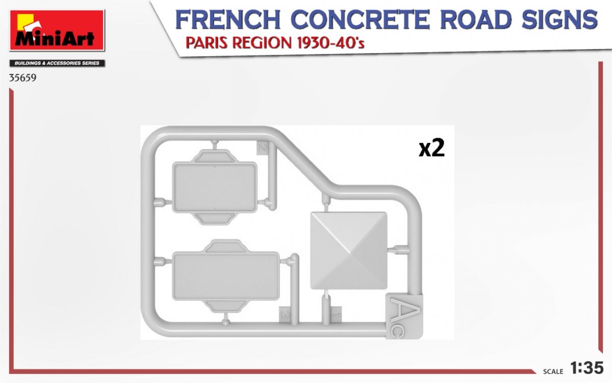 MiniArt 35659 FRENCH CONCRETE ROAD SIGNS. PARIS REGION 1930-40&amp;#39;s 1/35 – imagen 4