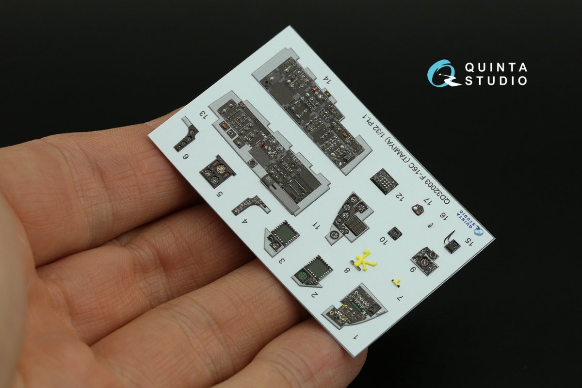 Quinta Studio QDS-32003 F-16C 3D-Printed &amp;amp; colored Interior on decal paper (Tamiya) (small version) 1/32 – Bild 12