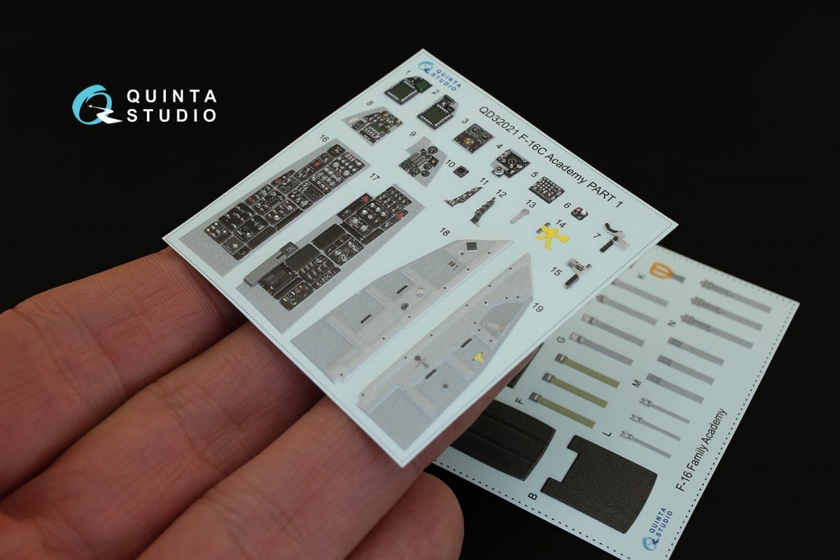 Quinta Studio QD32021 F-16C 3D-Printed &amp;amp; coloured Interior on decal paper (for Academy kit) 1/32 – zdjęcie 4