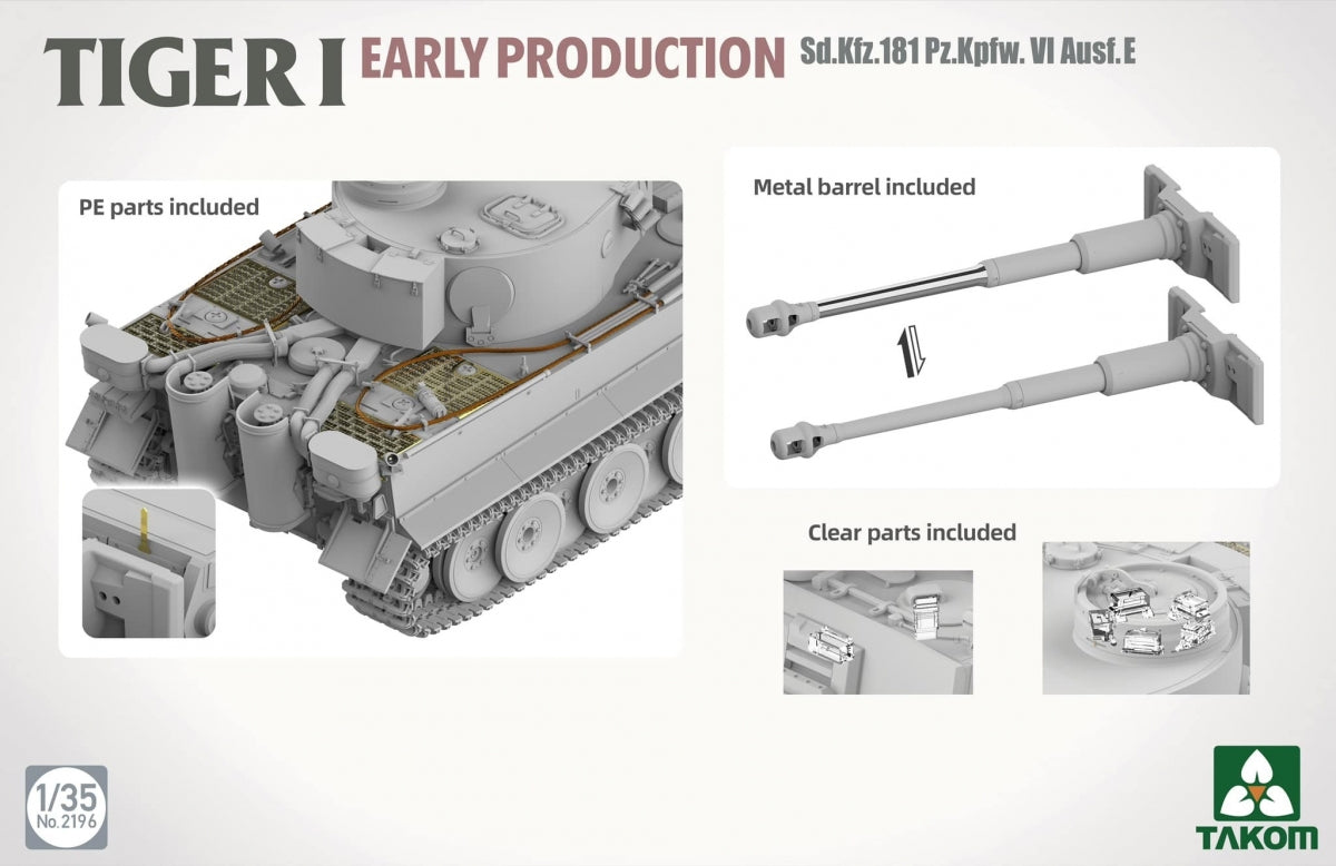 Takom 2196 TIGER I EARLY-PRODUCTION Sd.Kfz.181 Pz.Kpfw.VI Ausf.E 1/35 – image 3