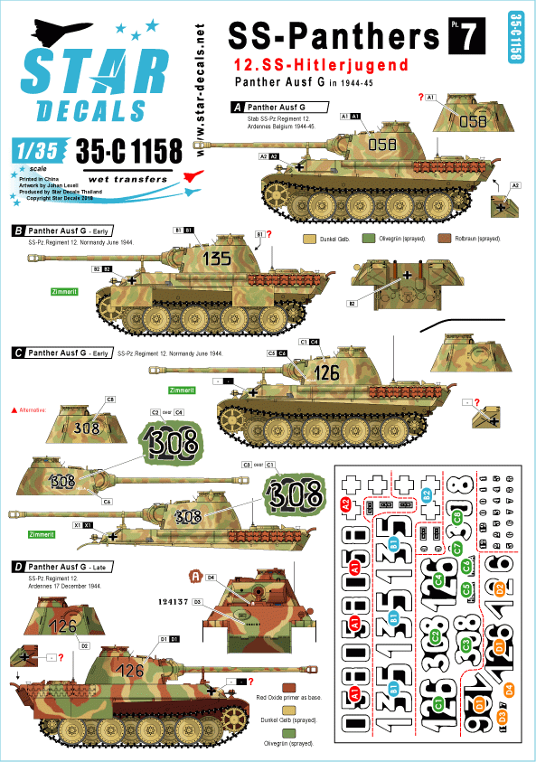 Star Decals 35-C1158 SS-Panthers #7 1/35