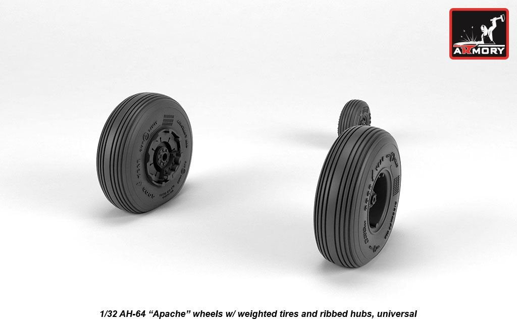 Armory Models AW32312 AH-64 Apache wheels w/ weighted tires, ribbed hubs 1/32 – image 4