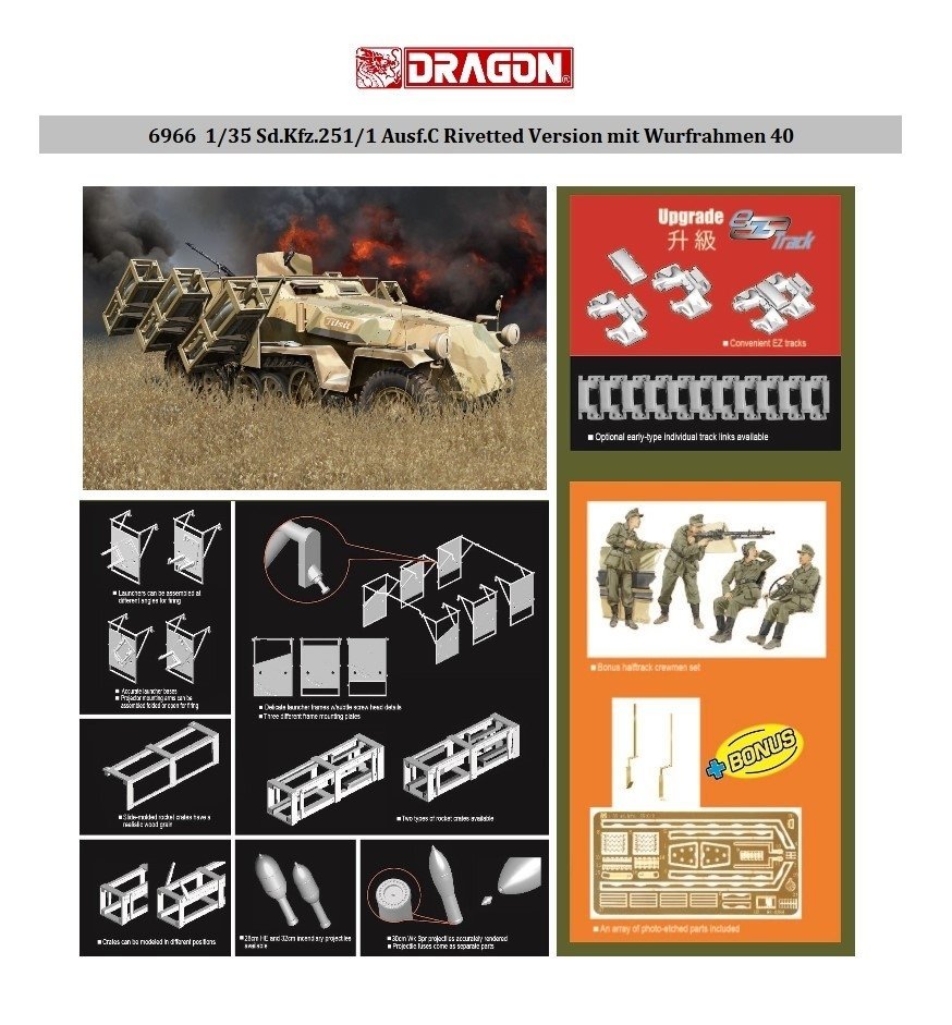 Dragon 6966 Sd.Kfz.251/1 Ausf.C Rivetted Version with Wurfrahmen 40 1/35 – image 2