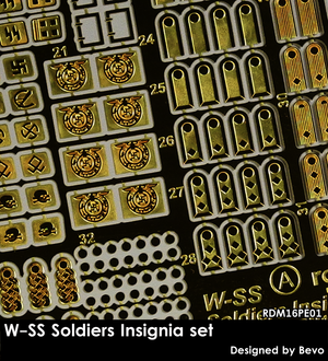 RADO Miniatures RDM16PE01 W-SS Soldiers Insignia Set - Photoetched Set 1/16