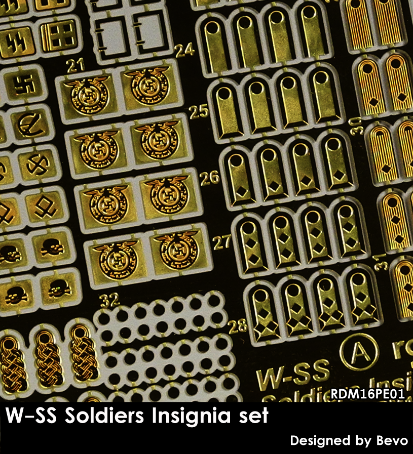 RADO Miniatures RDM16PE01 W-SS Soldiers Insignia Set - Photoetched Set 1/16