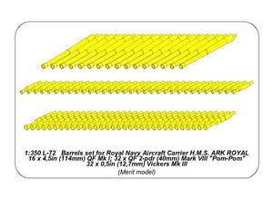 Aber 350L-72 Barrel set for HMS Ark Royal 16 x 4.5in (114mm) QF Mk I; 32 × QF 2-pdr (40mm) Mark VIII Pom-Pom; 32 x 0.5in (12.7mm) Vickers Mk III 1/350 – imagen 2