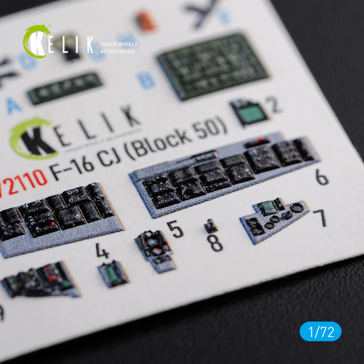 KELIK K72110 F-16 CJ (Block 50) interior 3D decals for Tamiya kit 1/72 – image 6