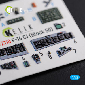 KELIK K72110 F-16 CJ (Block 50) interior 3D decals for Tamiya kit 1/72 – image 6