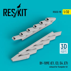 RESKIT RSU32-0090 BF-109E (E1,E3,E4,E7) EXHAUST FOR TRUMPETER KIT (3D PRINTED) 1/32