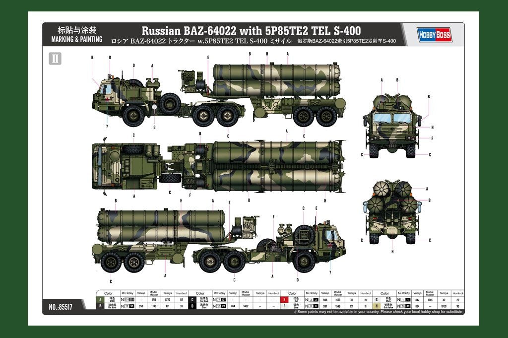 Hobby Boss 85517 Russian BAZ-64022 with 5P85TE2 TEL S-400 1/35 – zdjęcie 6