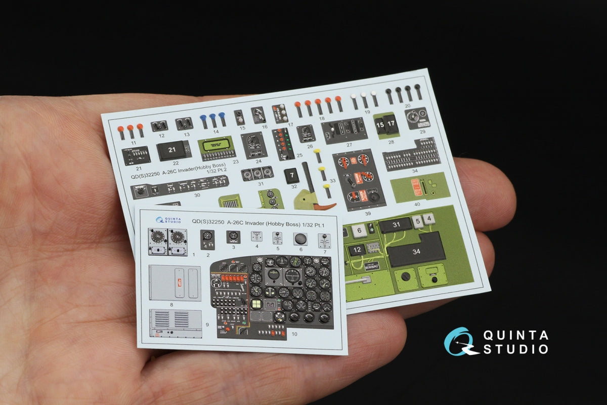 Quinta Studio QD+32250 A-26C Invader 3D-Printed &amp;amp; colored Interior on decal paper (Hobby Boss) (with 3D-printed resin parts) 1/32 – image 3