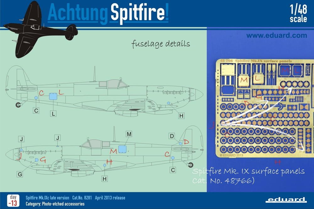 Eduard 48766 Spitfire Mk. IX surface panels 1/48 EDUARD – obrázek 4