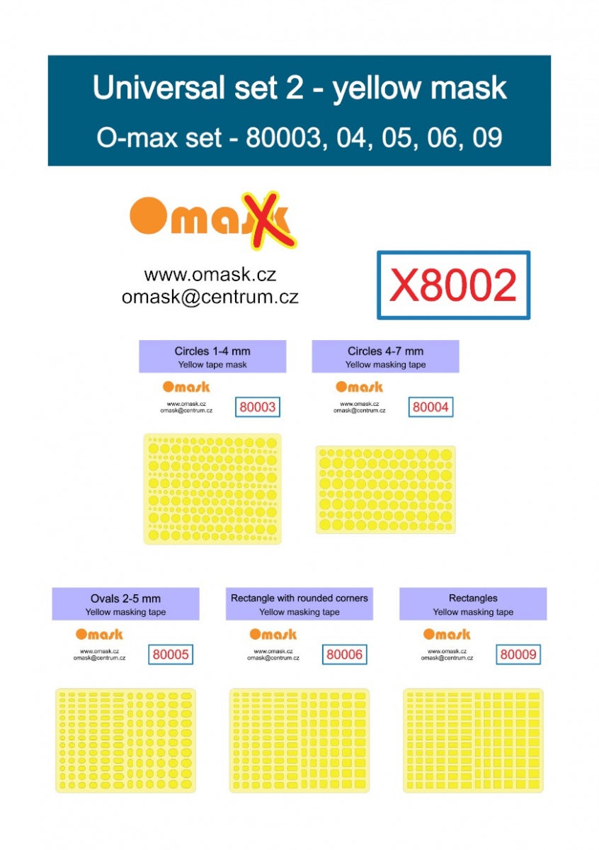 Omask X8002 Universal set 2 - yellow mask (80003, 80004, 80005, 80006, 80009)