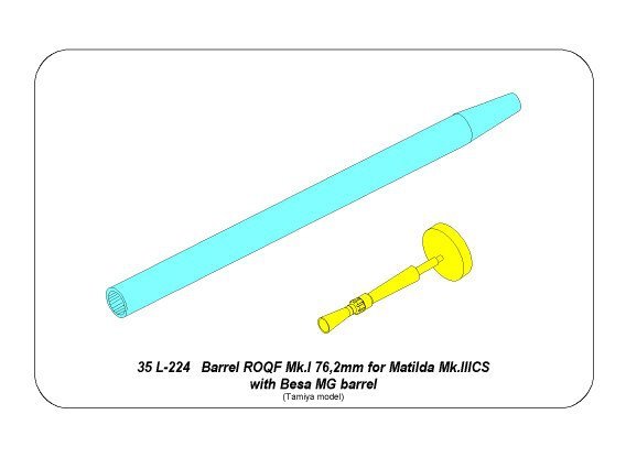 Aber 35L-224 Barrel ROQF Mk.I 76.2mm for Matilda Mk.IIICS with Besa MG barrel (1/35) – image 6