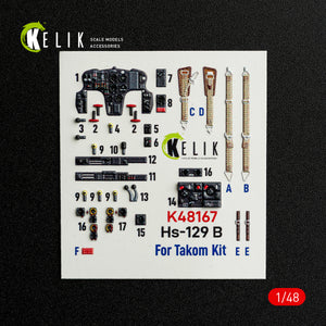 KELIK K48167 Hs-129 B - interior 3D decals for Takom kit 1/48 – zdjęcie 2