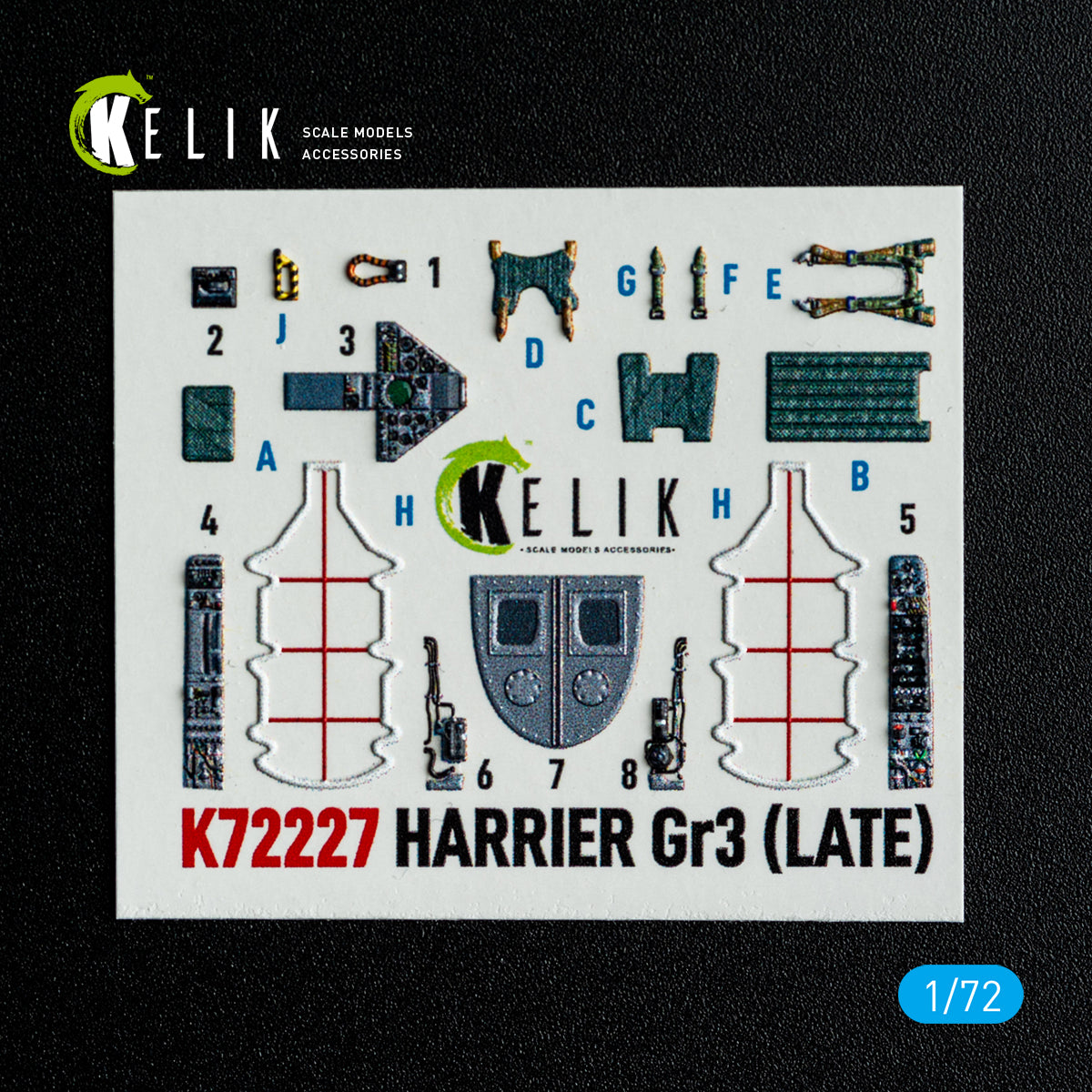 KELIK K72227 Harrier Gr3 (Late) - interior 3D decals for Italeri kit 1/72 – zdjęcie 8