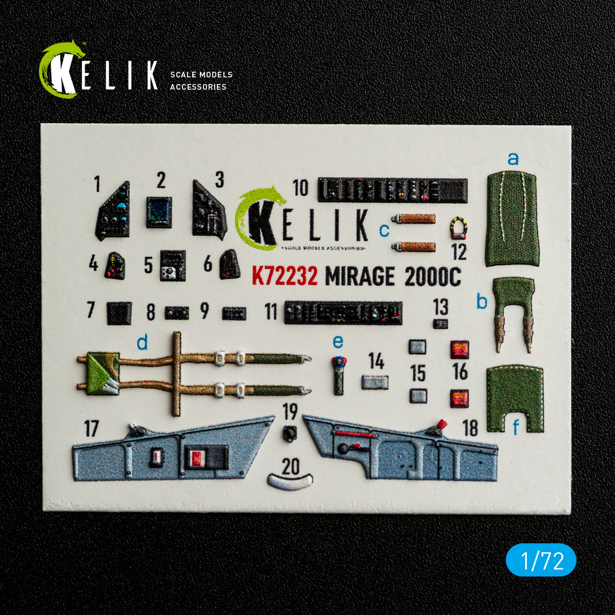 KELIK K72232 Mirage-2000C - interior 3D decals for DreamModel kit 1/72 – obrázek 7