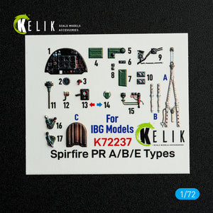 KELIK K72237 Spitfire PR A/B/E Types - interior 3D decals for IBG Models kit 1/72 – image 2