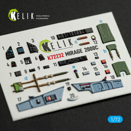 KELIK K72232 Mirage-2000C - interior 3D decals for DreamModel kit 1/72 – obrázek 8