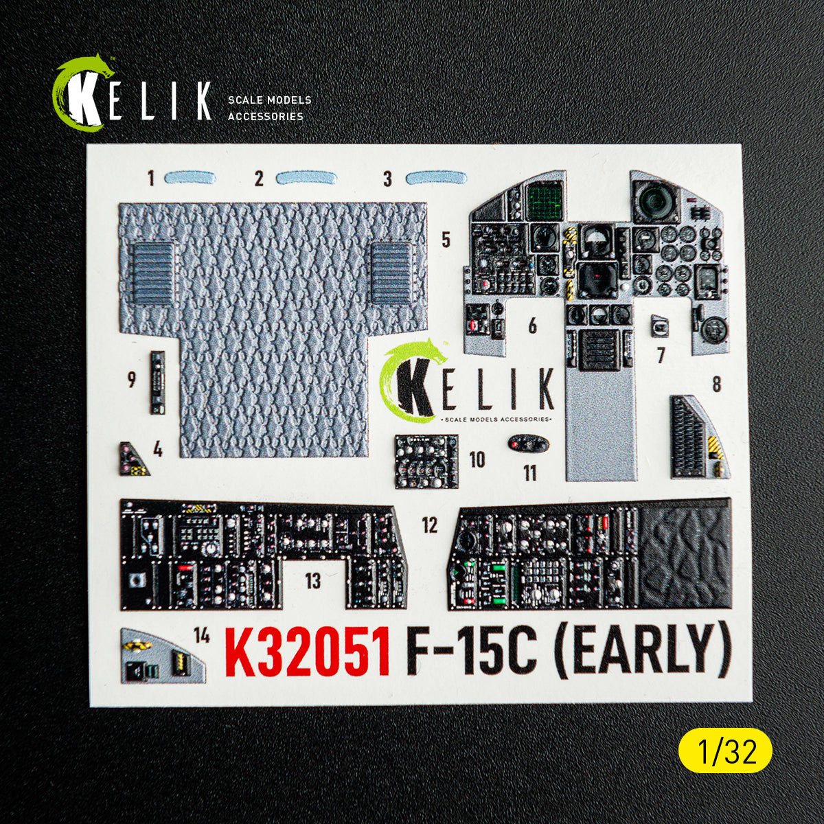 KELIK K32051 F-15C (early) - interior 30 decals for Tamiya kit 1/32 – zdjęcie 2