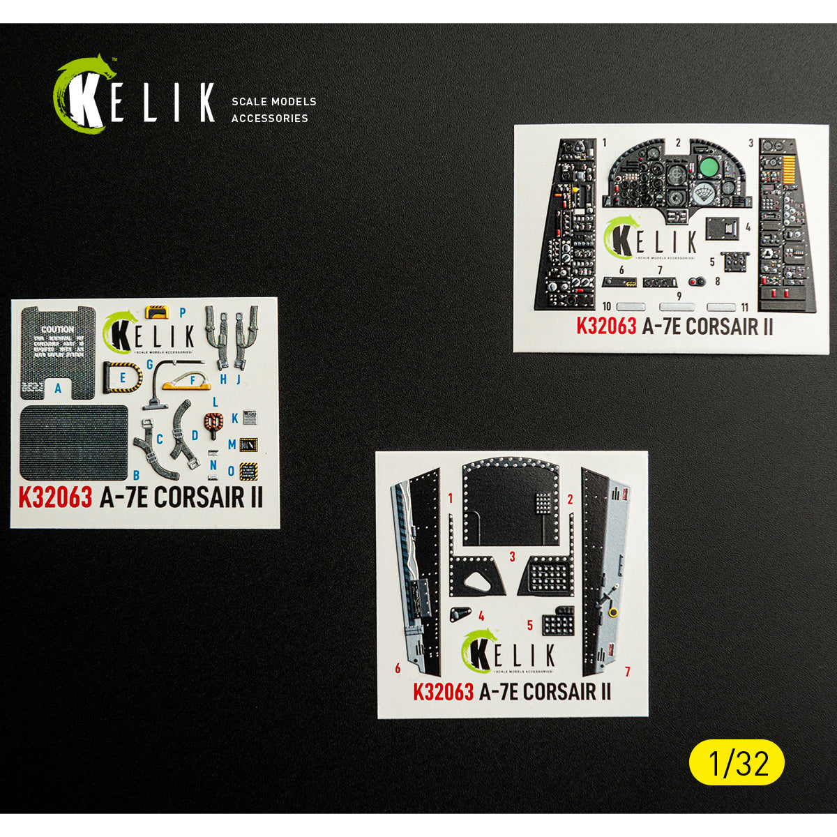 KELIK K32063 A-7E CORSAIR II - interior 3D decals for Trumpeter kit 1/32 – immagine 2