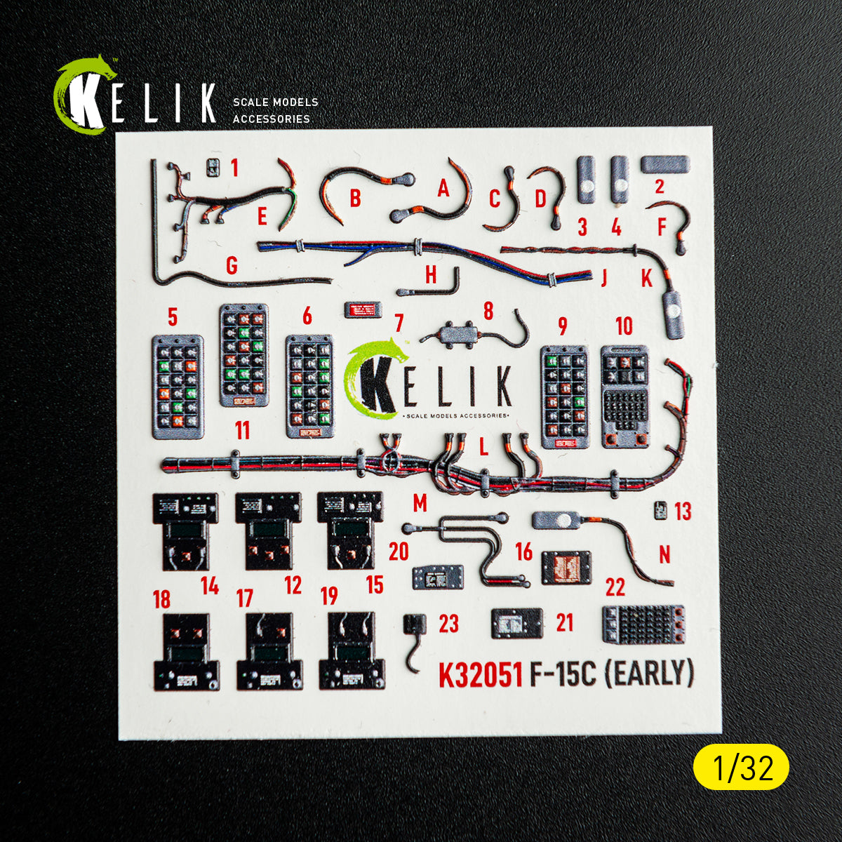 KELIK K32051 F-15C (early) - interior 30 decals for Tamiya kit 1/32 – zdjęcie 9