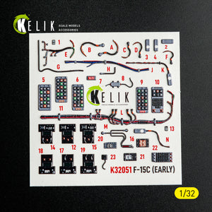 KELIK K32051 F-15C (early) - interior 30 decals for Tamiya kit 1/32 – zdjęcie 9