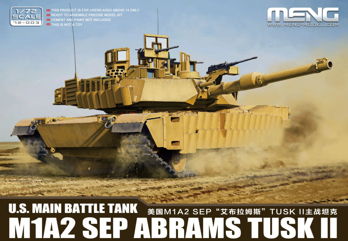 Meng Model 72-003 US Main Battle Tank M1A2 SEP ABRAMS TUSK II 1/72