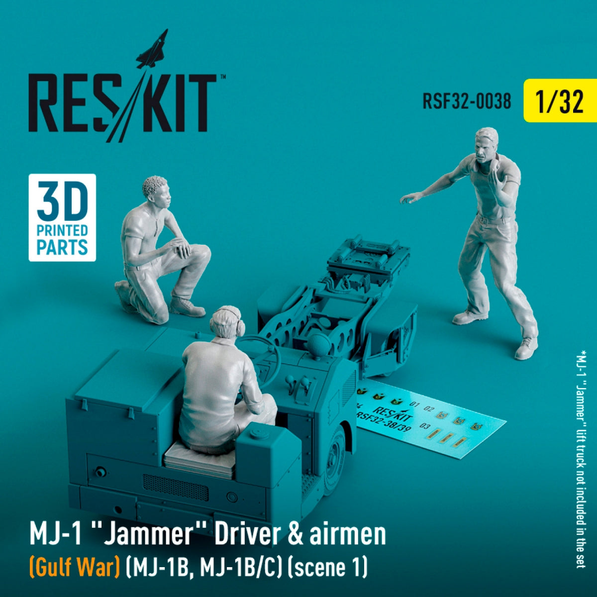 RESKIT RSF32-0038 MJ-1 Jammer Driver airmens (Gulf War) (MJ-1B, MJ-1B/C) (scene 1) (3 pcs) (3D Printed) 1/32 – Bild 2