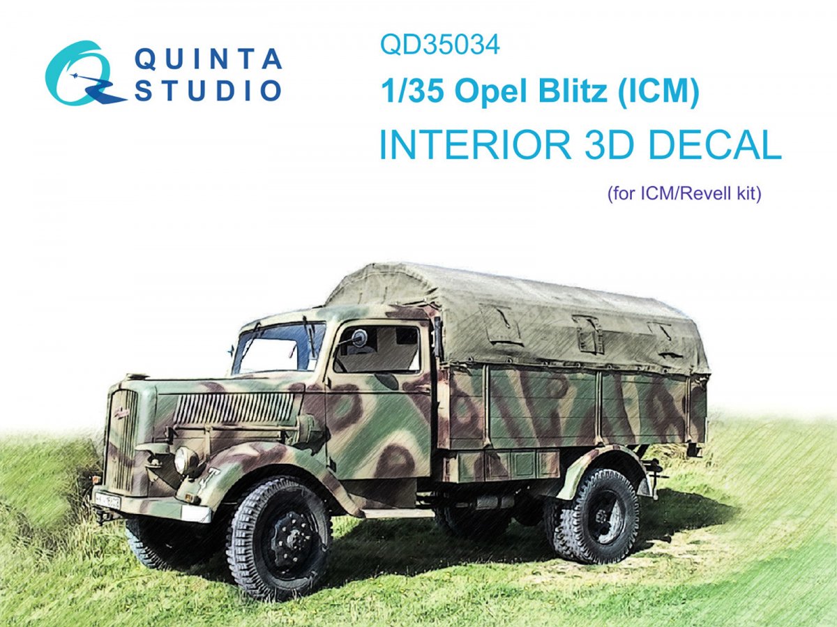 Quinta Studio QD35034 Opel Blitz 3D-Printed &amp;amp; colored Interior on decal paper (ICM) 1/35