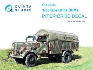 Quinta Studio QD35034 Opel Blitz 3D-Printed &amp;amp; colored Interior on decal paper (ICM) 1/35