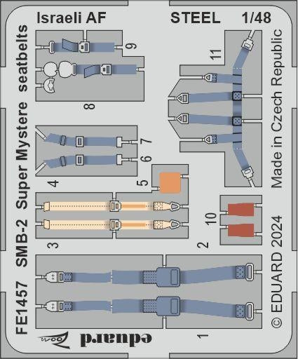 Eduard FE1457 SMB-2 Super Mystere seatbelts Israeli AF STEEL SPECIAL HOBBY 1/48