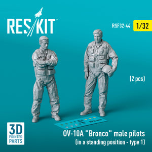 RESKIT RSF32-0044 OV-10A &amp;quot;Bronco&amp;quot; male pilots (in a standing position - type 1) (2 pcs) (3D Printed) 1/32