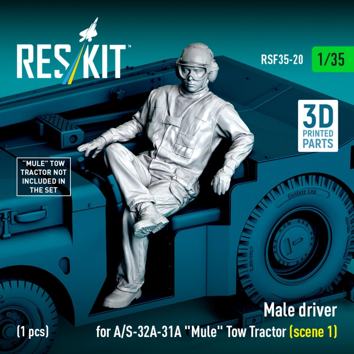 RESKIT RSF35-0020 Male driver for A/S-32A-31A "Mule" Tow Tractor (scene 1) (1 pcs) (3D Printed) 1/35