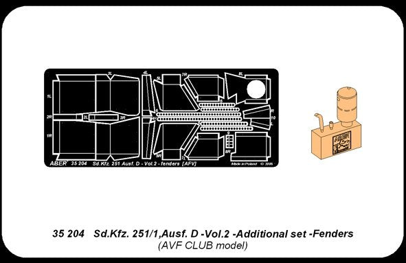 Aber 35204 Armored personnel carrier Sd.Kfz. 251/1 Ausf. D - vol. 2 - additional set - fenders (1/35) – obrázek 8