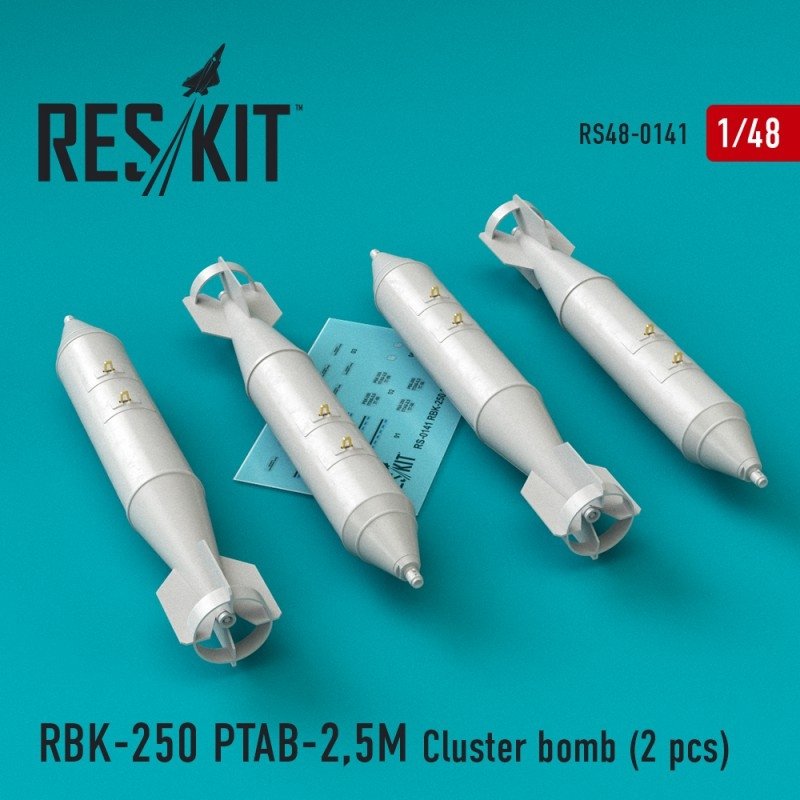 RESKIT RS48-0141 RBK-250 PTAB-2.5M Cluster bomb (4 pcs) 1/48