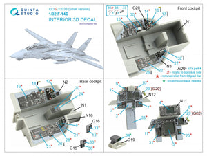 Quinta Studio QDS-32033 F-14D 3D-Printed &amp;amp; colored Interior on decal paper ( Trumpeter ) (small version) 1/32 – image 2