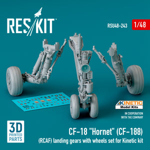 RESKIT RSU48-0243 CF-18 &amp;quot;Hornet&amp;quot; (CF-188) (RCAF) landing gears with wheels set for Kinetic kit (3D Printed) 1/48 – image 2