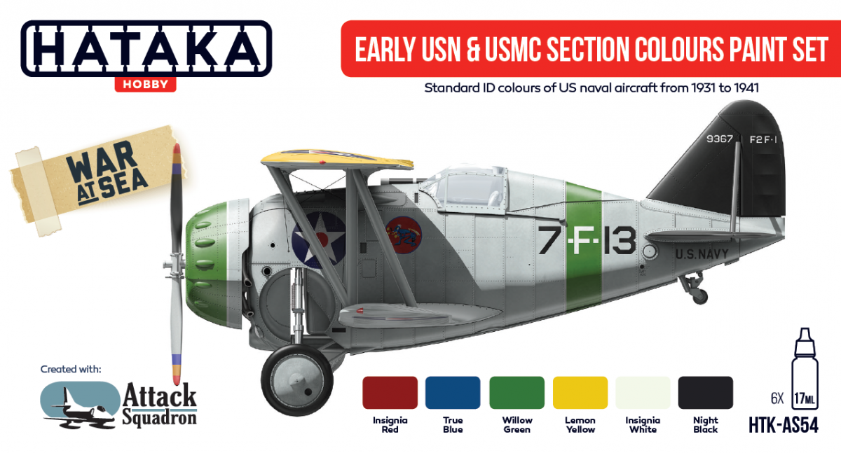 Hataka Hobby HTK-AS54 Early USN &amp; USMC section Colors Set (6x17ml)