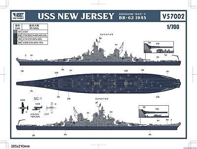 Vee Hobby V57002 USS NEW JERSEY BB-62 1945 Standard Edition 1/700 – Bild 3